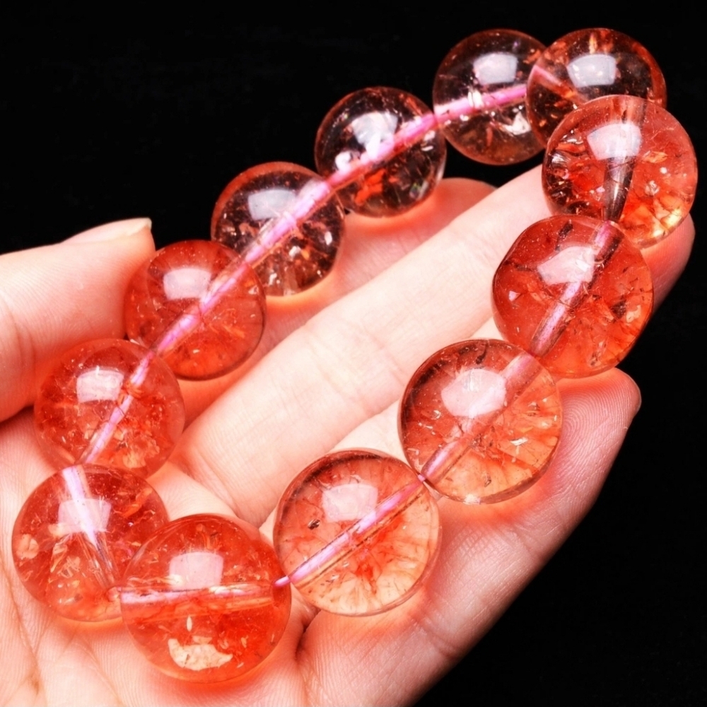 19.8mm Beads Natural Rainbow Pink Rose Quartz Gemstone Round Beaded Bracelet